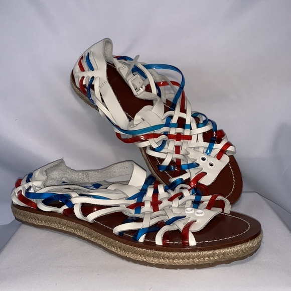 NWOT Tory Burch Huarache Espadrille red white and blue size 10 - Picture 2 of 10